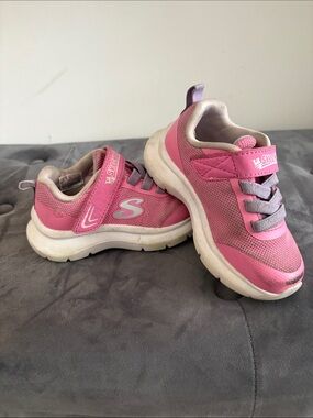 Skechers Pink and Gray Kids' Slip-On Athletic Sneakers